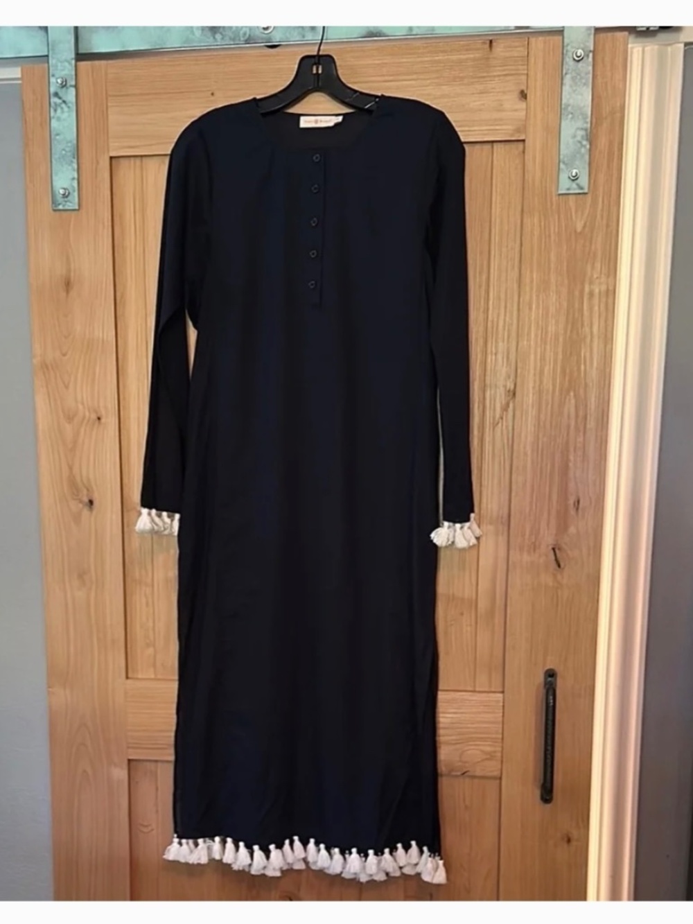 Tory Burch Sandy Tassel Navy Midi Tunic Dress S Coverup NWOT - Picture 6 of 11